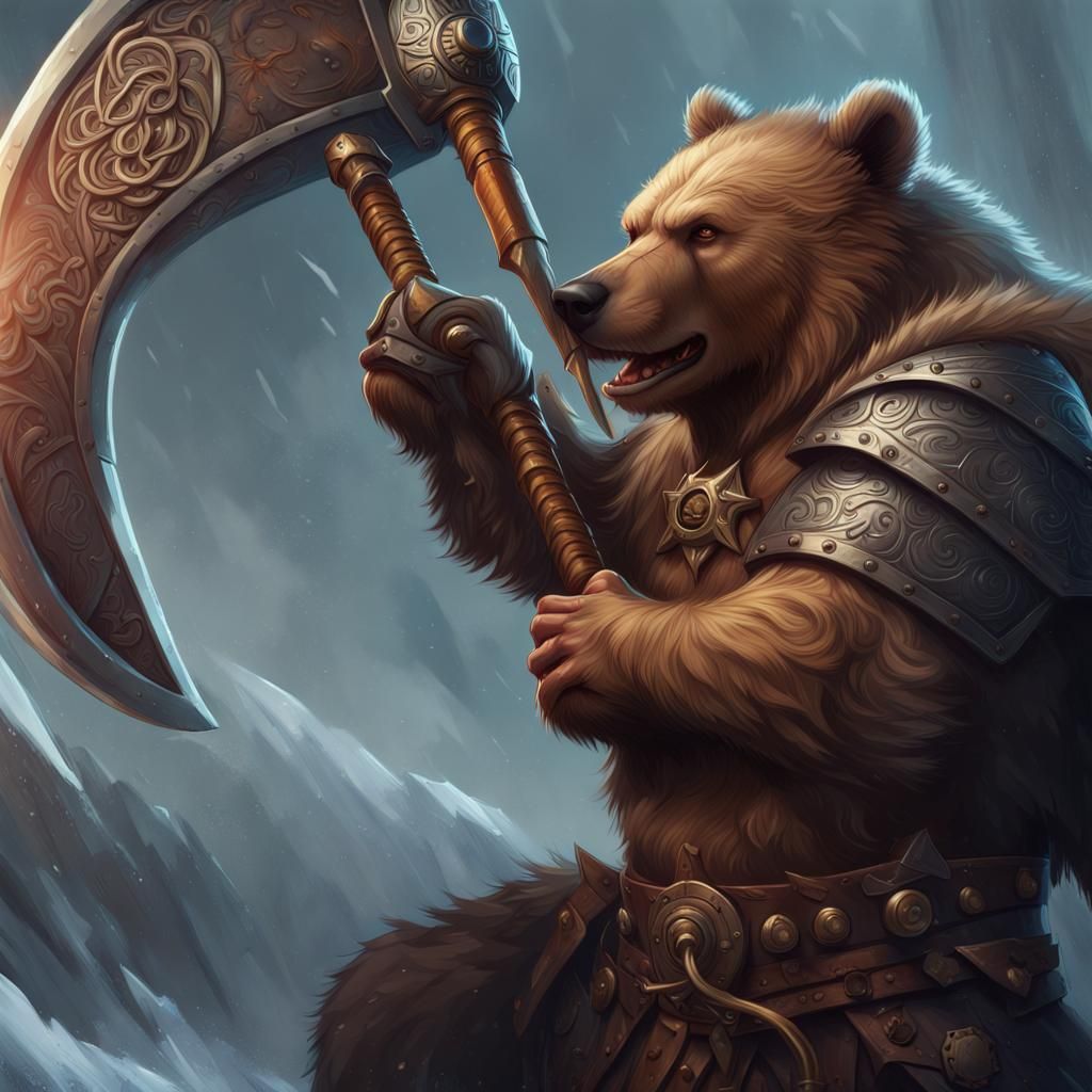 Viking Bear Fantasy Character Art in 8K