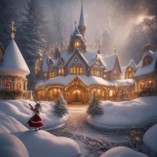 Magical Santa Christmas Wonderland in Hyperrealistic Style