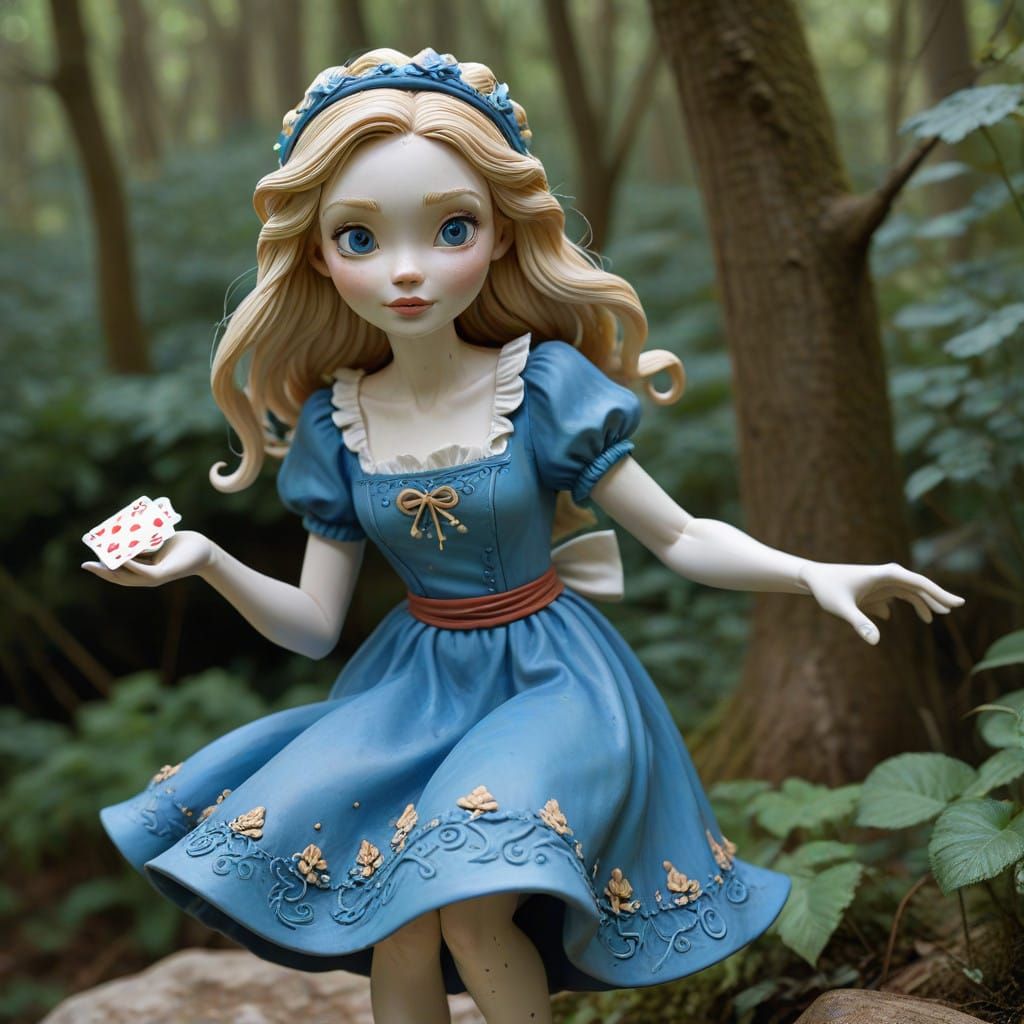 Whimsical Alice Clay Sculpture in Figurative Style