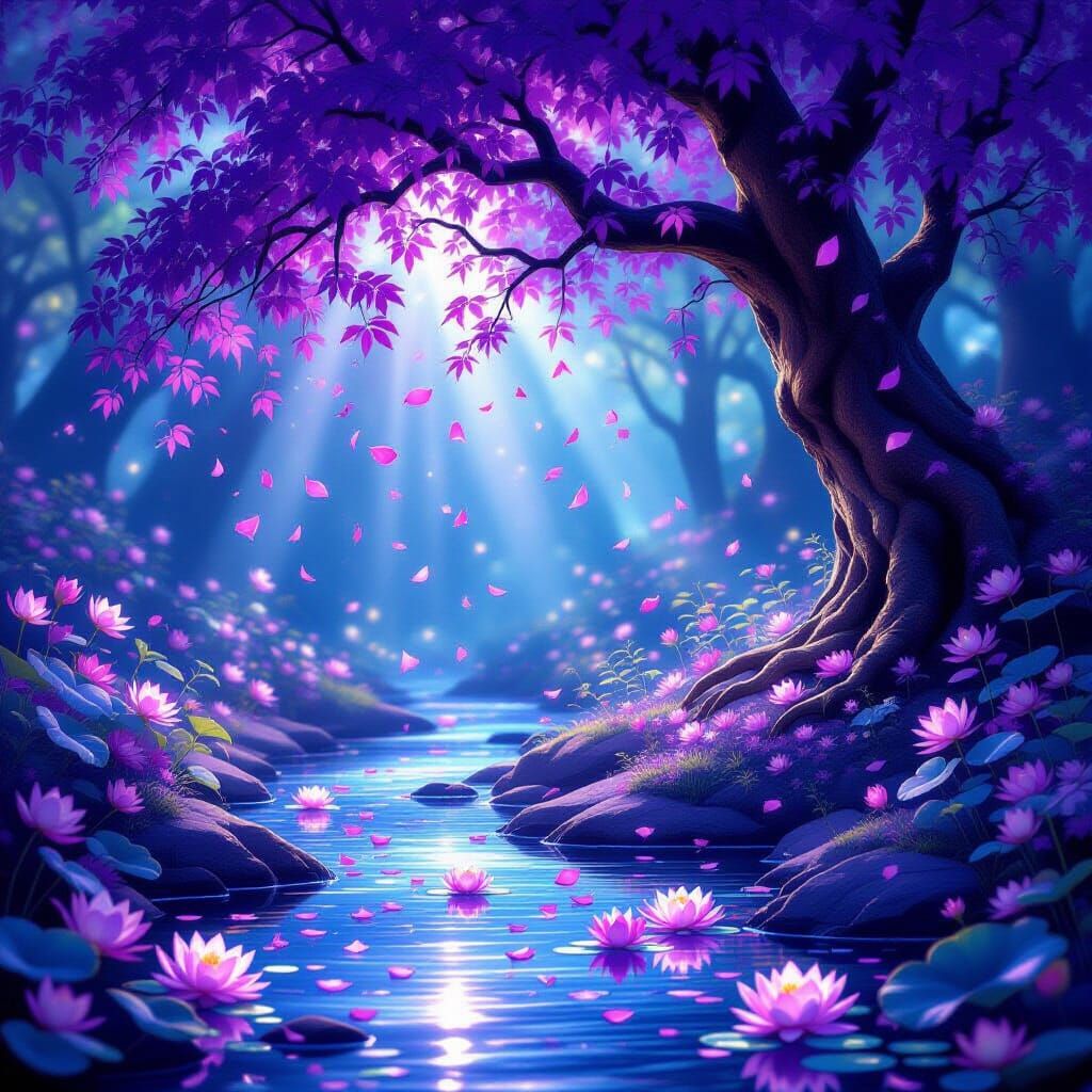 Enchanted Forest: Majestic Tree with Purple Leaves