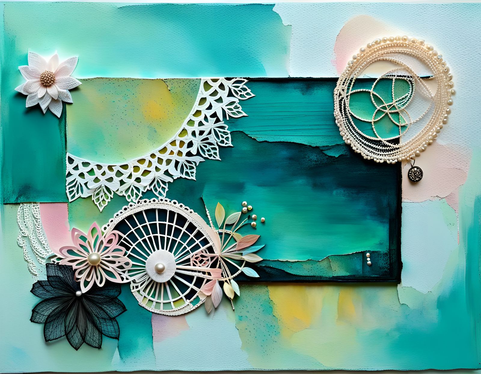 Soft Pastel Abstract Collage in Mixed Media