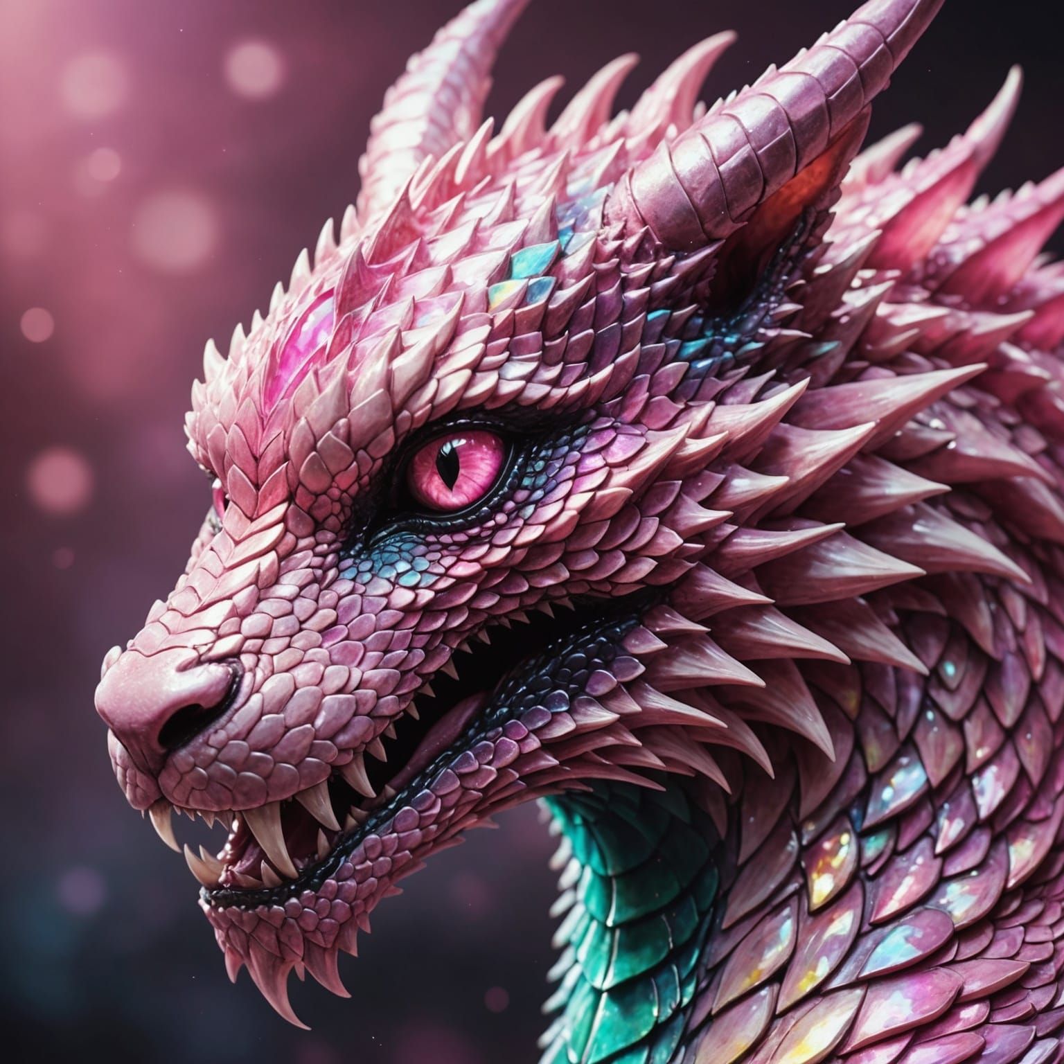 Translucent Crystal Dragon with Pink Eyes