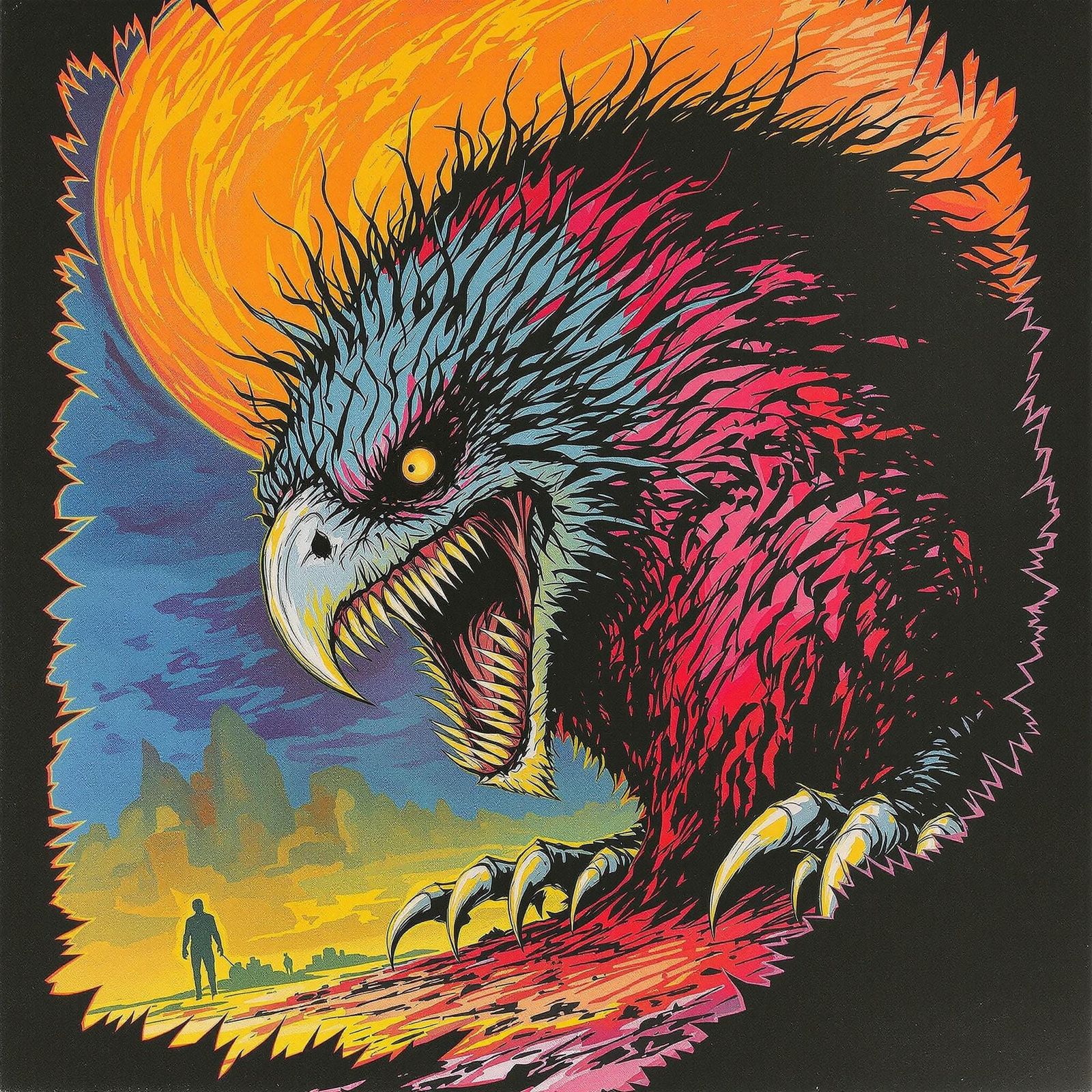 Dark Doom Harpy Emerges from Fiery Hills
