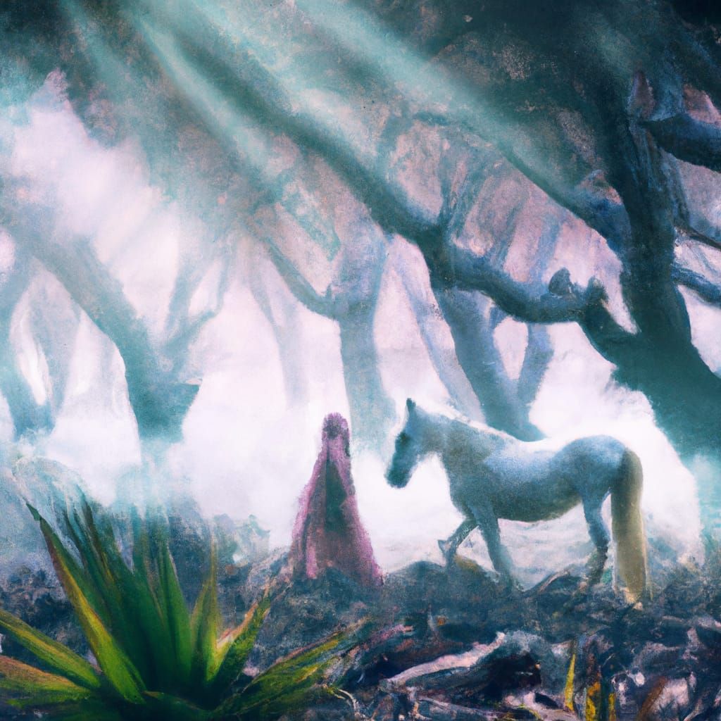 Centaur with Daenerys Targaryen Face in Eerie Forest