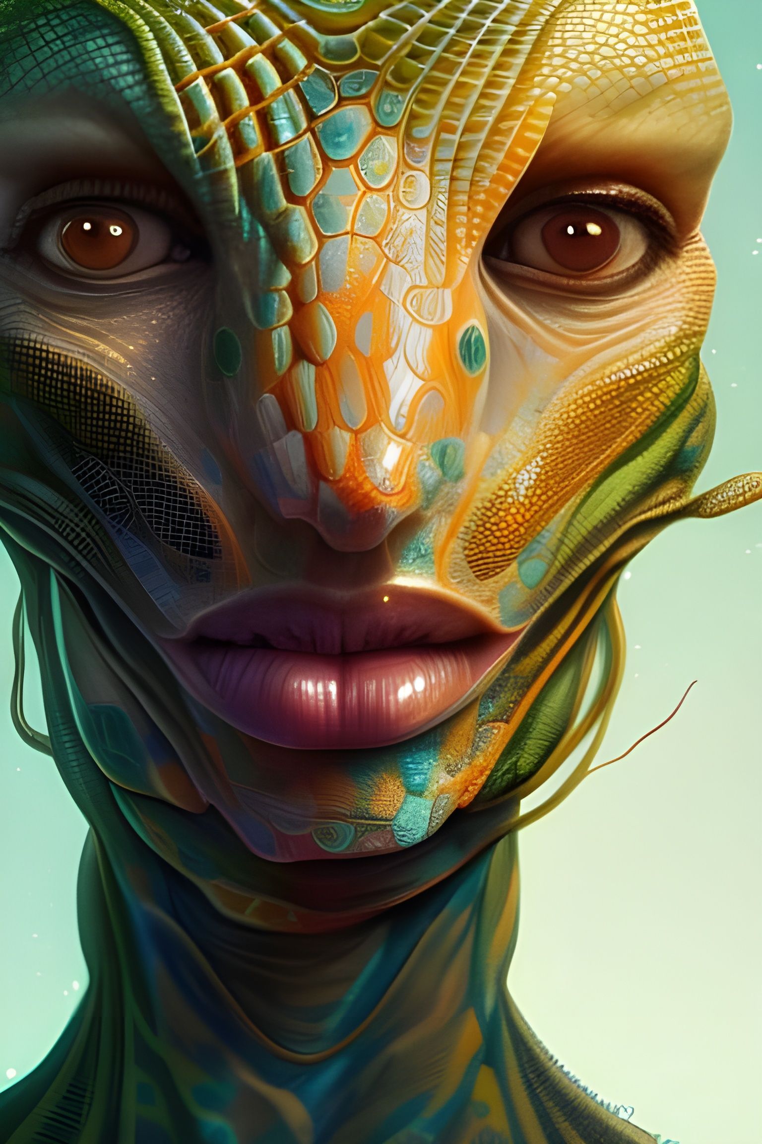 Detailed Portrait of a Scaled Alien Concept