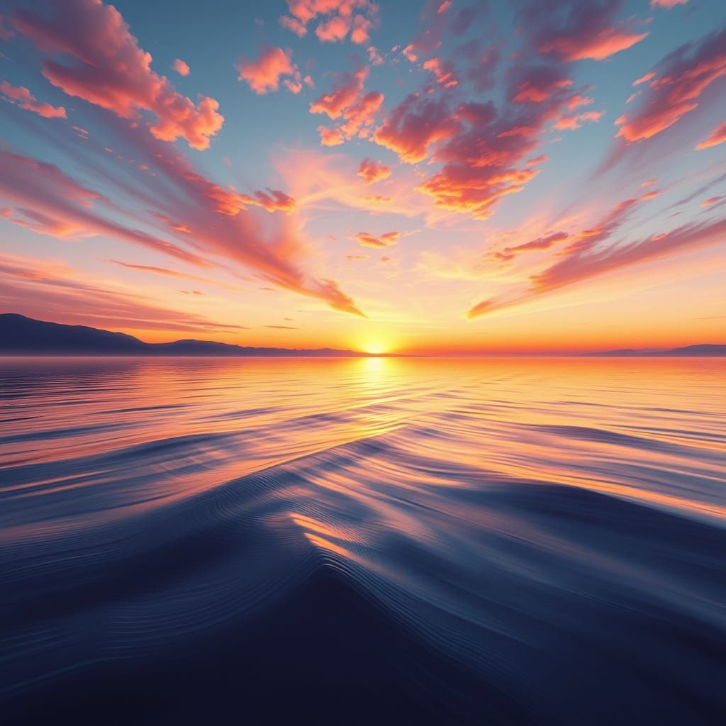 Sunrise Serenity on the Lake in Airbrushed Watercolor and Oi...