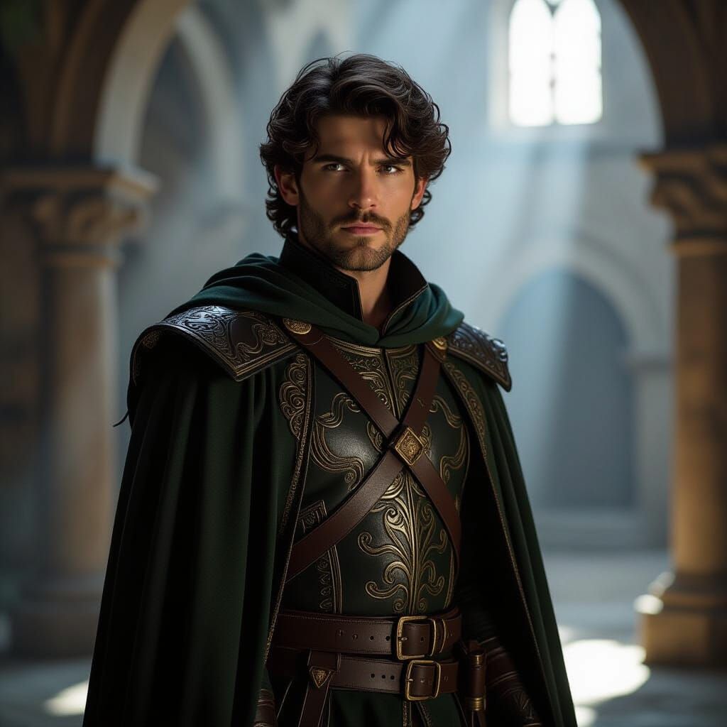 Merlin: Heroic Medieval Attire in Cinematic Lighting
