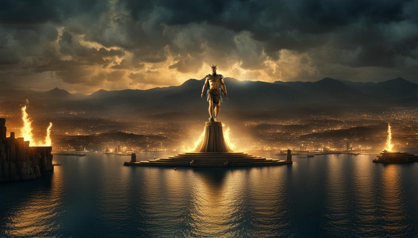 Colossus of Rhodes at Night: Digital Matte Painting