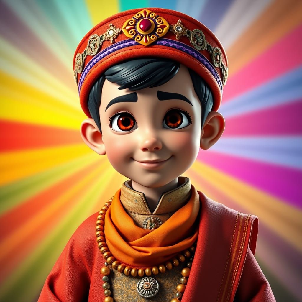 Boy in Sultan Costume: 3D Animated Portrait