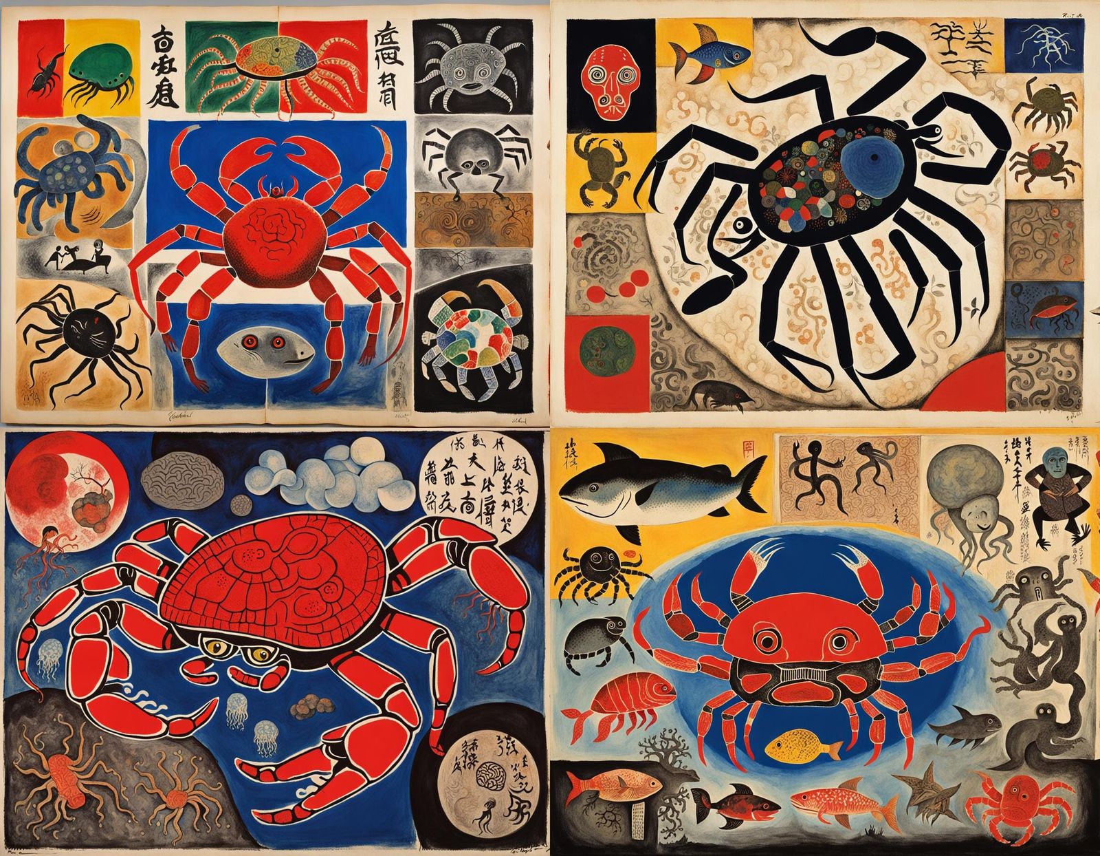 Surreal Woodblock Hybrid Creature Inspired by Bauhaus