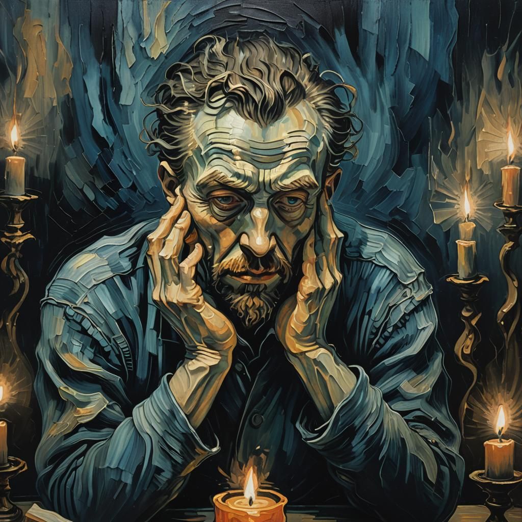 Eerie Surrealist Portrait in Atmospheric Painting Style