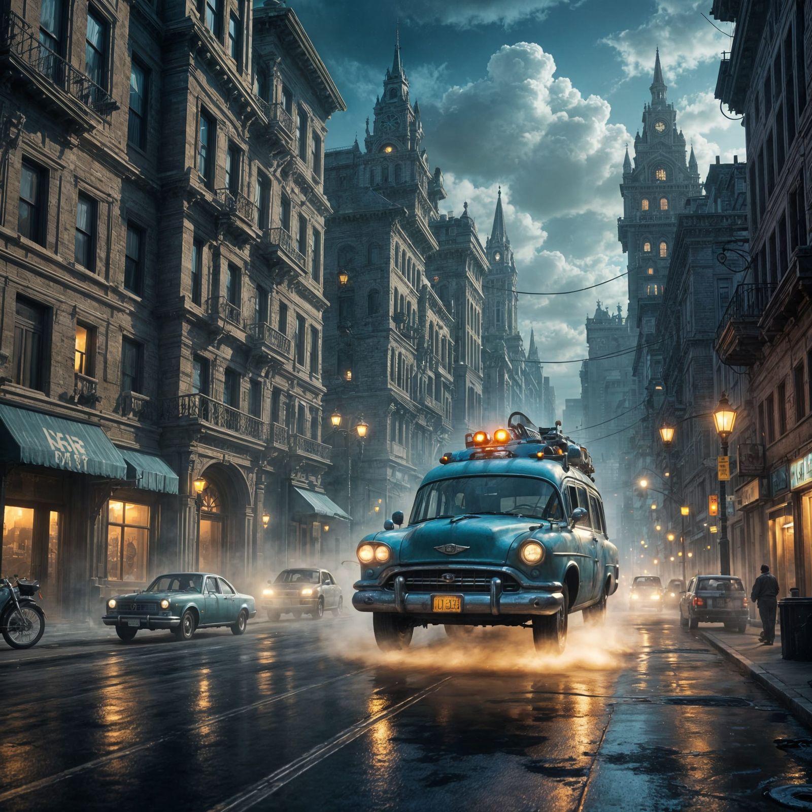 Ecto-1 Drives Through City as Ghosts Flee