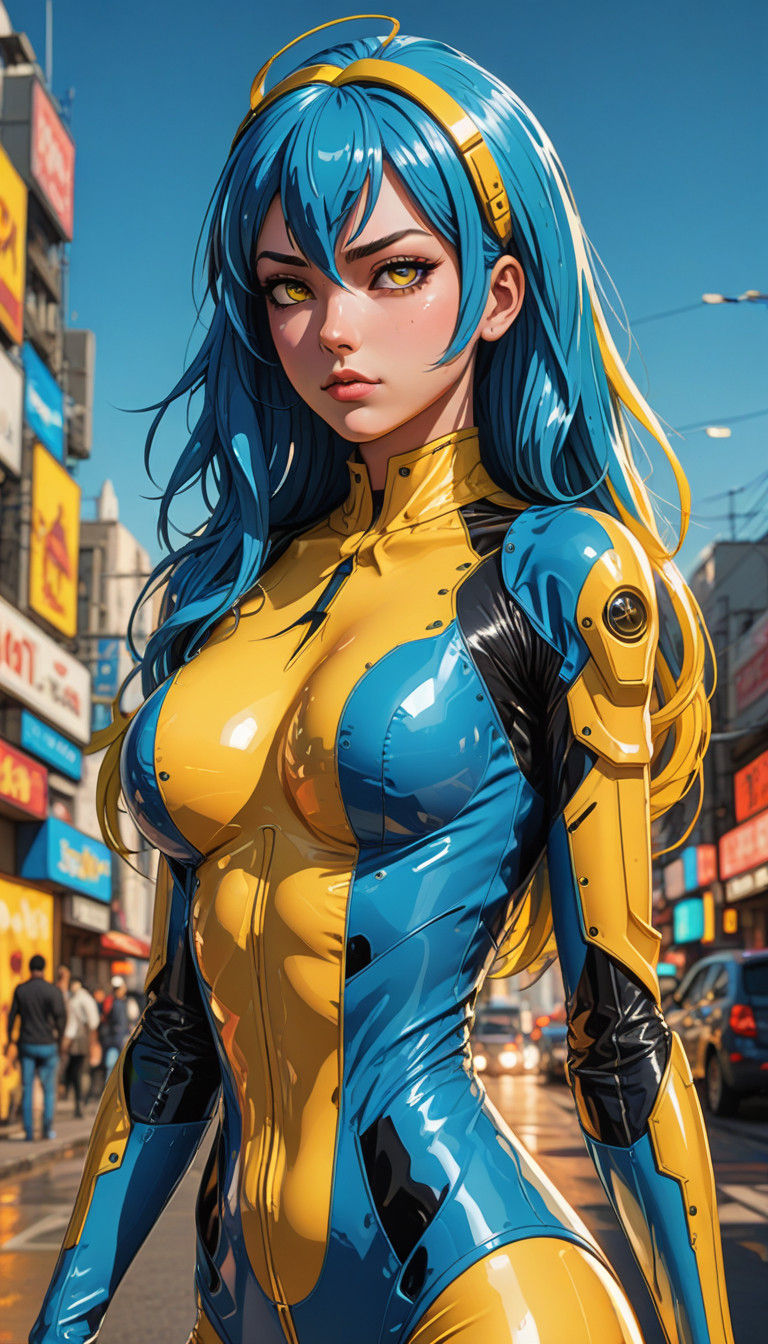 Vibrant Cel-Shaded Anime Beauty in Showy Latex