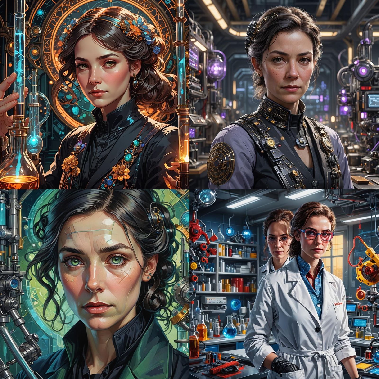 Scientist Portrait in Hyperdetailed Art Nouveau Style