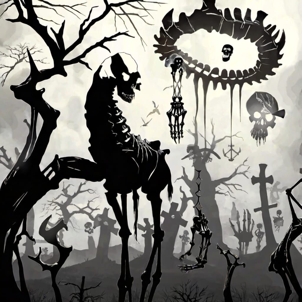 Bones, Skulls, and Skeletons in Dark Gothic Style