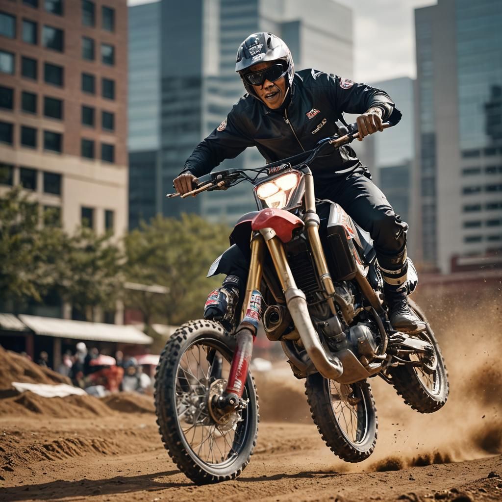 Obama Motorcross Portrait in Atlanta: Dynamic Action Shot