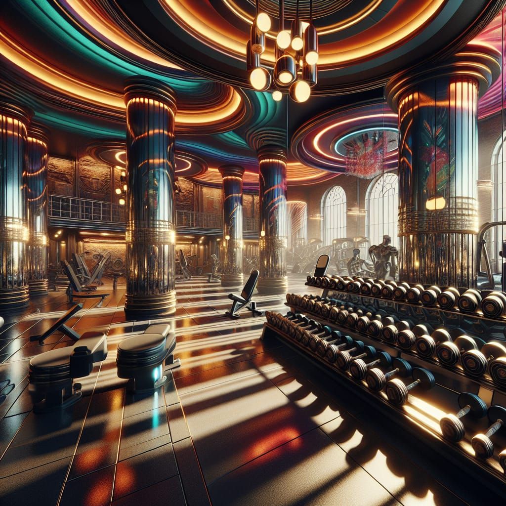 Hyper-Realistic 3D Gym Interior with Cinematic Lighting