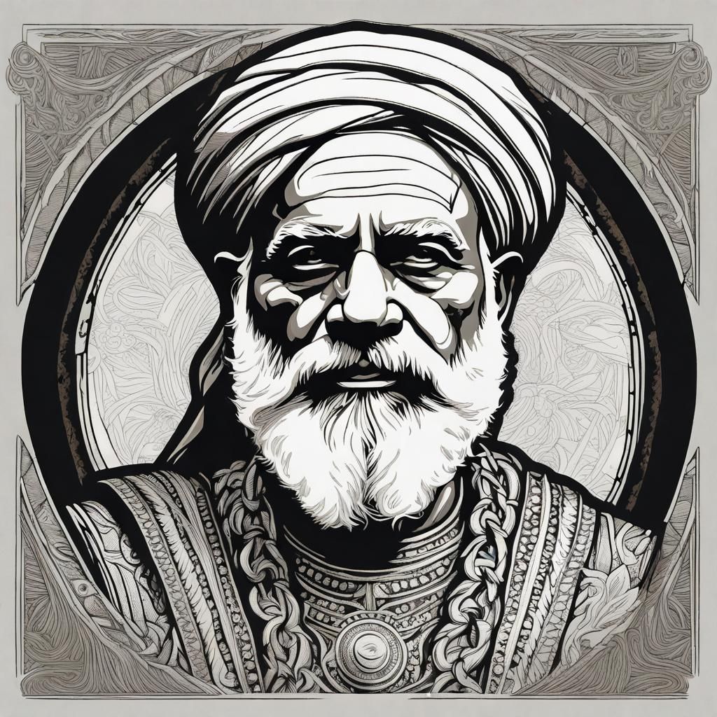 Indian Prime Minister as King Priam in Linocut Style