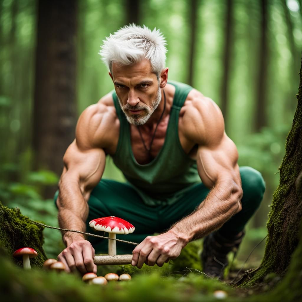Rumpelstiltskin Portrait with Red Mushrooms