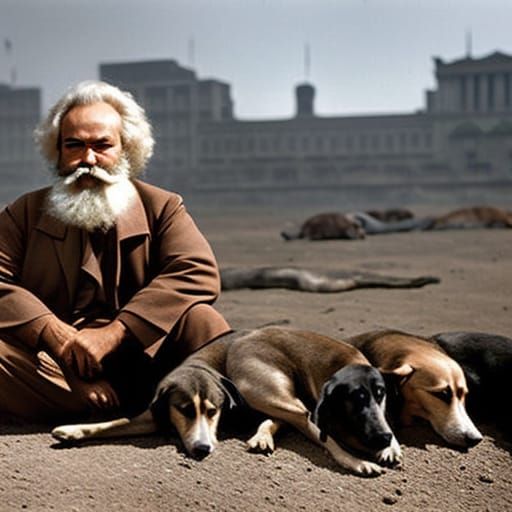 Intimate Portrait of Man with Dogs