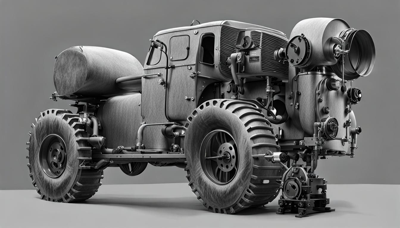 Steampunk Car Against Gray Backdrop