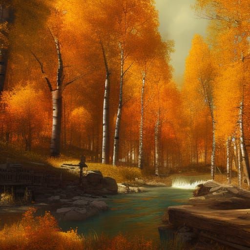 Autumnal Village in Dark Fantasy Style