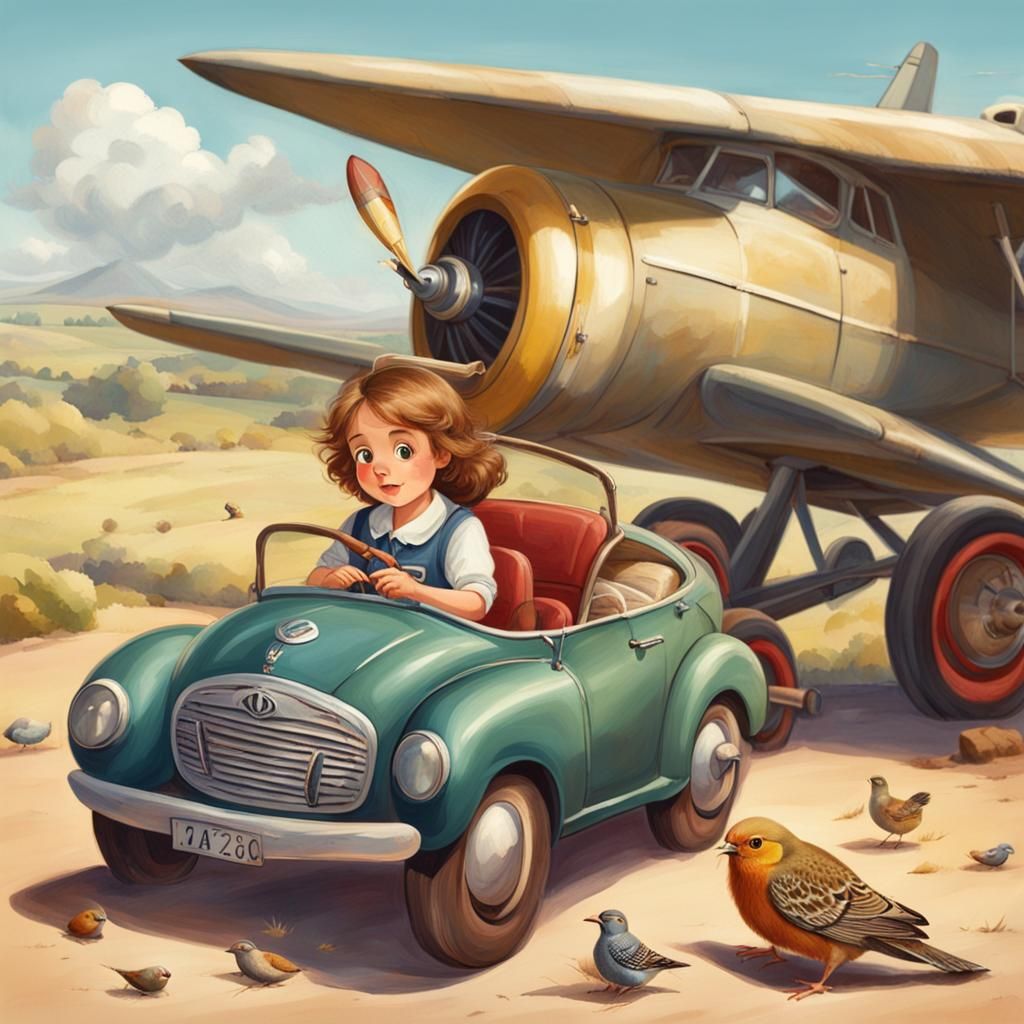 Rat Driving Car with Turkeys and Planes