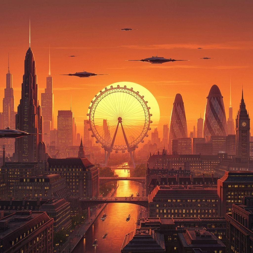 Retro-Futurist London at Sunset