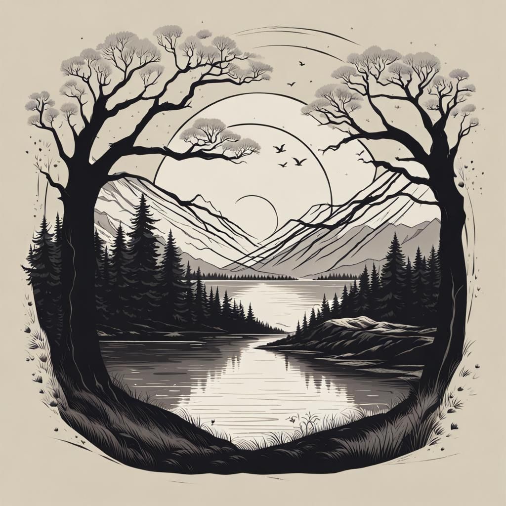 Serenity in Solitude as a Watercolor Painting