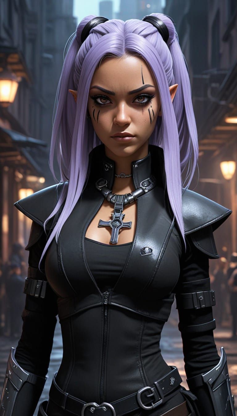 Goth Ahsoka in Cyberpunk Style