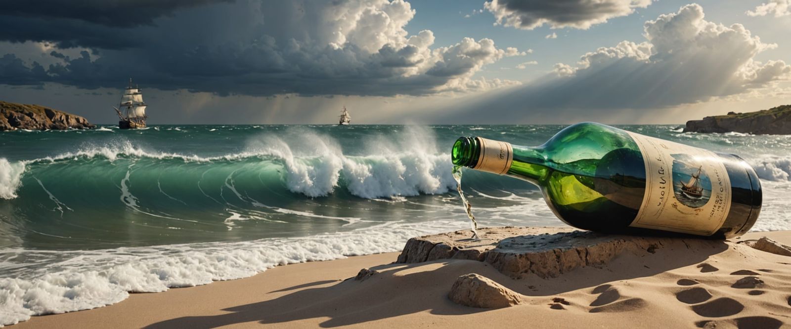 Storm in a Bottle with Privateer Ship