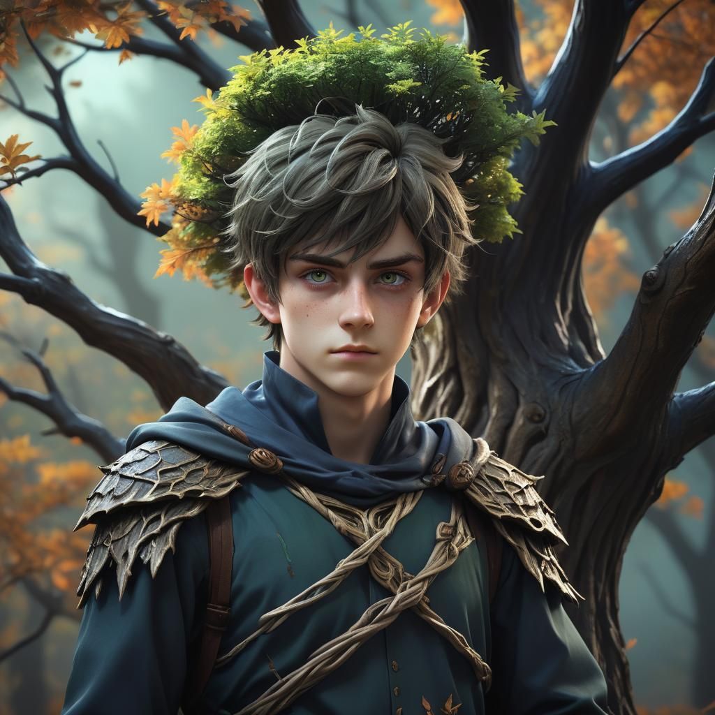 Anime Tree Sentinel Portrait in Hyperrealistic Style