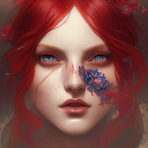 Hyperdetailed Demon Elf Portrait with Roses