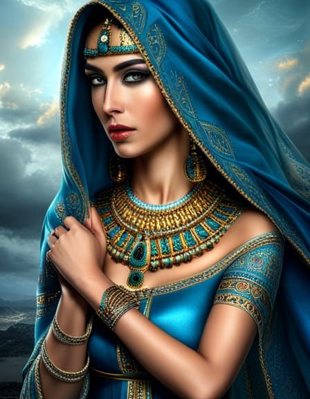 Egyptian Woman in Sheer Dress: 8k Hyperdetailed Art