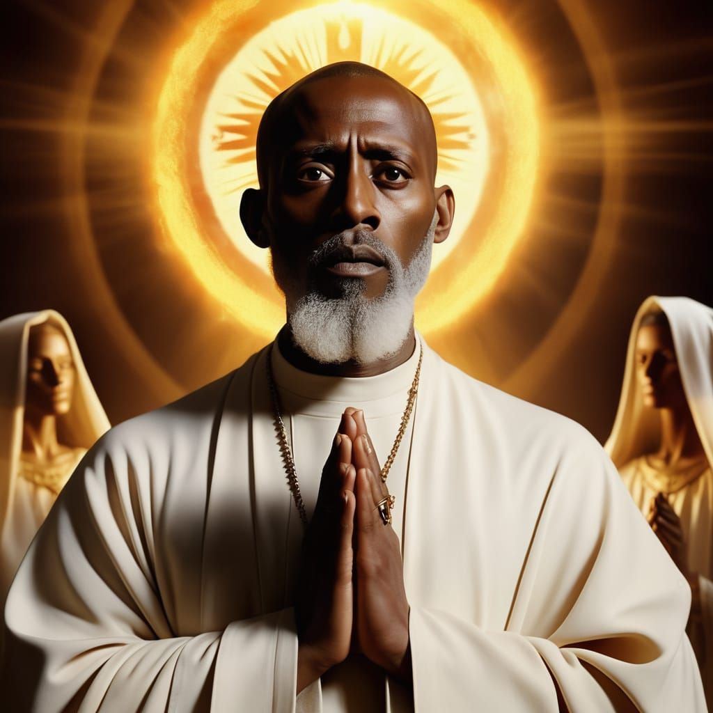 Ethiopian Monk's Vision in Oil Painting Style