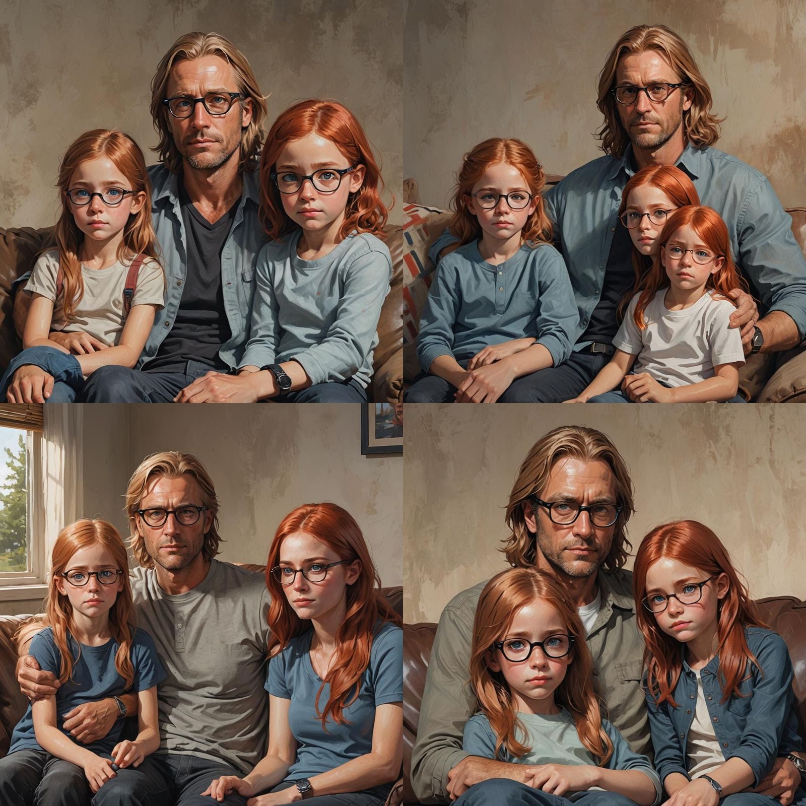 Family Portrait with Red Hair, Digital Art
