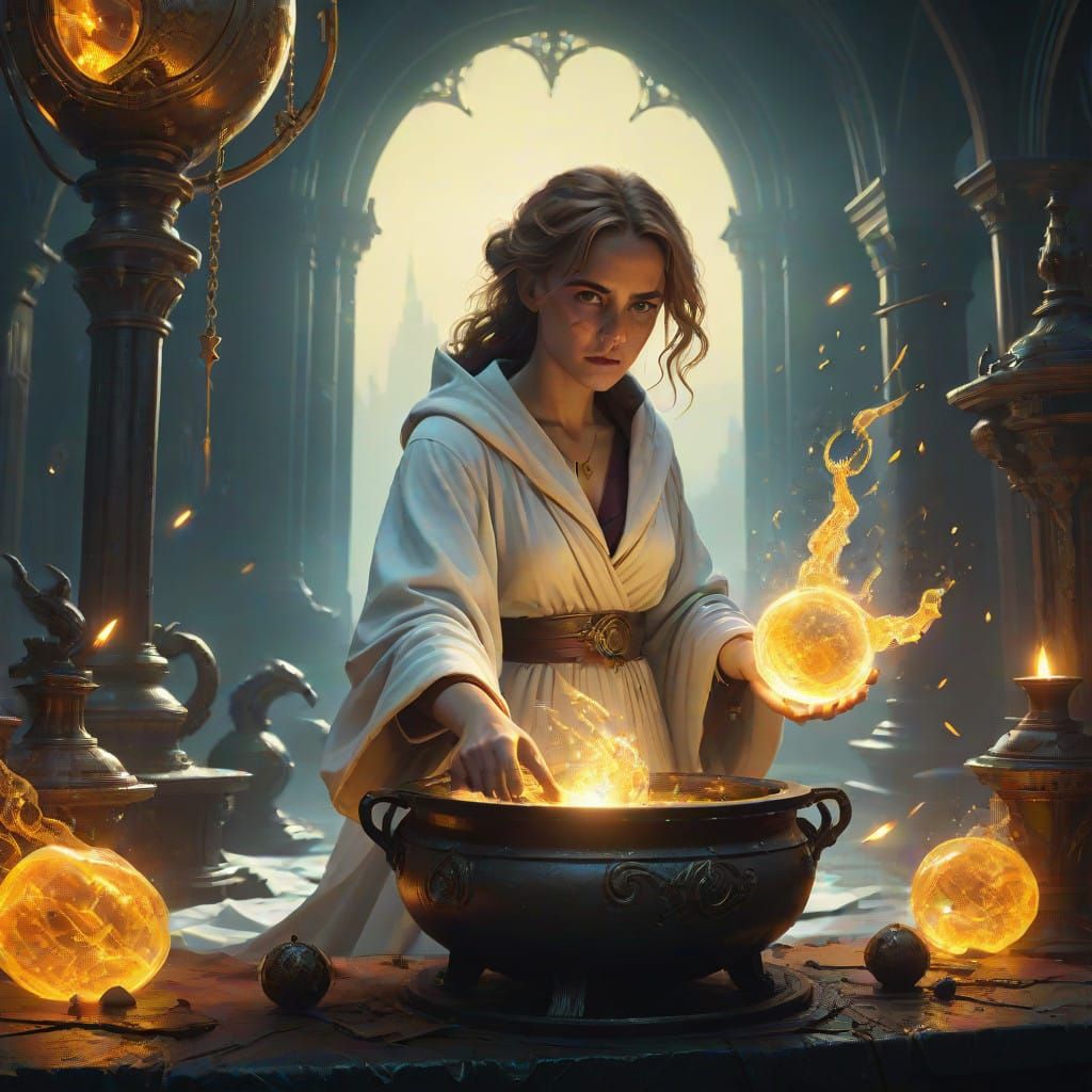 Mystical Elixir Concoction in a Fantastical Chamber