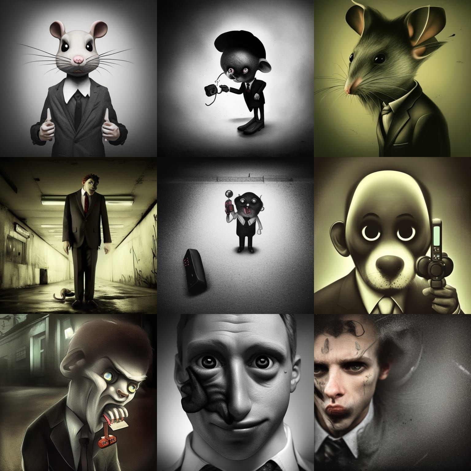 Mutated Cartoon Rat in Suit with Joystick