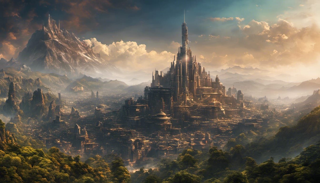 Futuristic City in Mountain: Digital Matte Painting