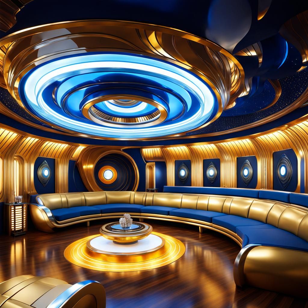 Futuristic Art Deco Spaceship Interior