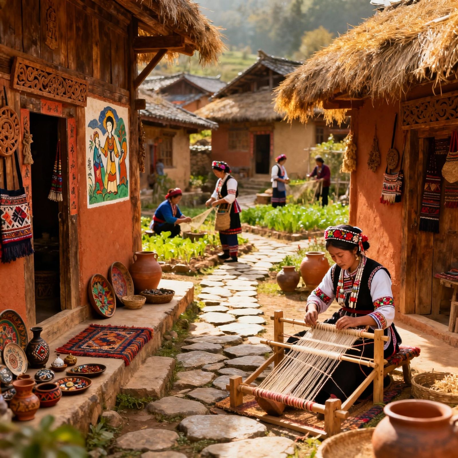 AI Vision of a Village with Ethno Details