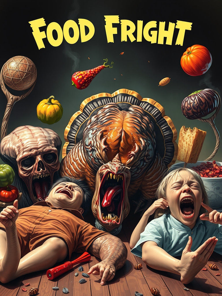 Thanksgiving Food Fight in EC Comics Style