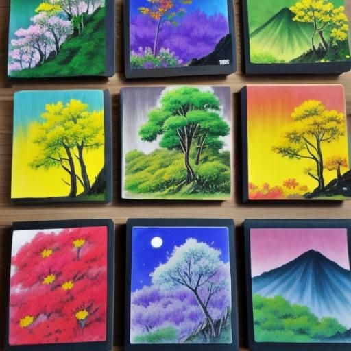 Anime forest clearing with flowers of many colours. Beautifu...