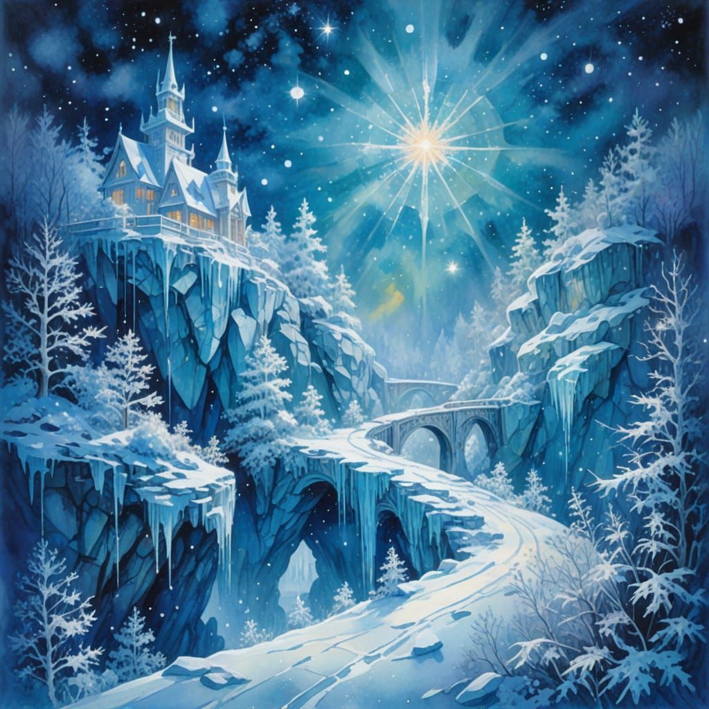 Ethereal Cosmic Kingdom in Gouache Masterpiece