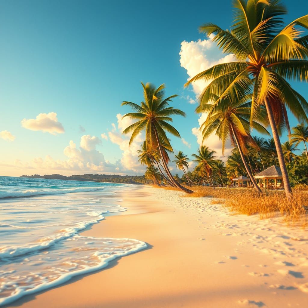 Hyperrealistic Impressionist Beach Scene in High Definition