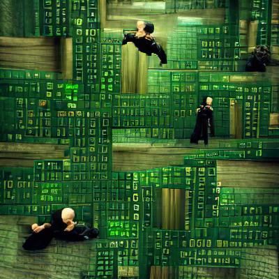 Abstract Matrix-Inspired Neon Green Grid