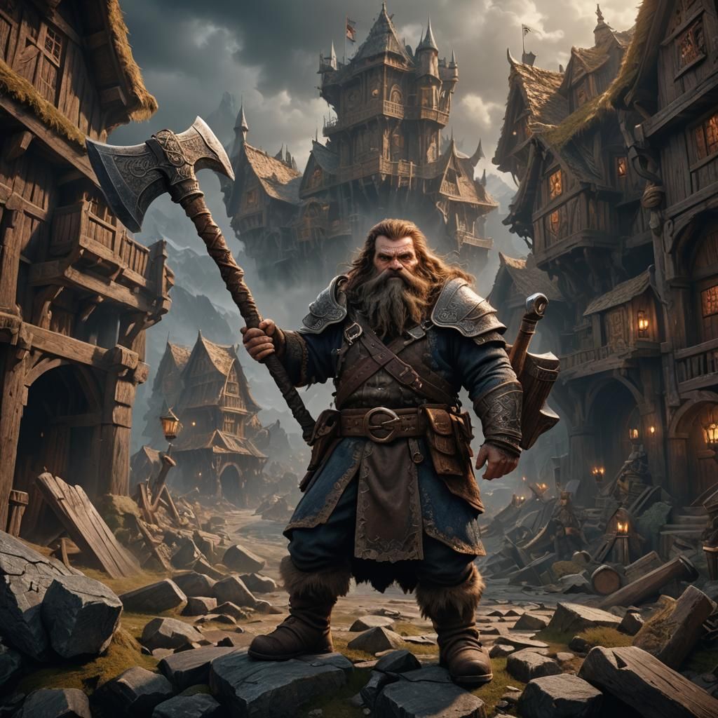Epic Dwarf Warrior with Double Axe