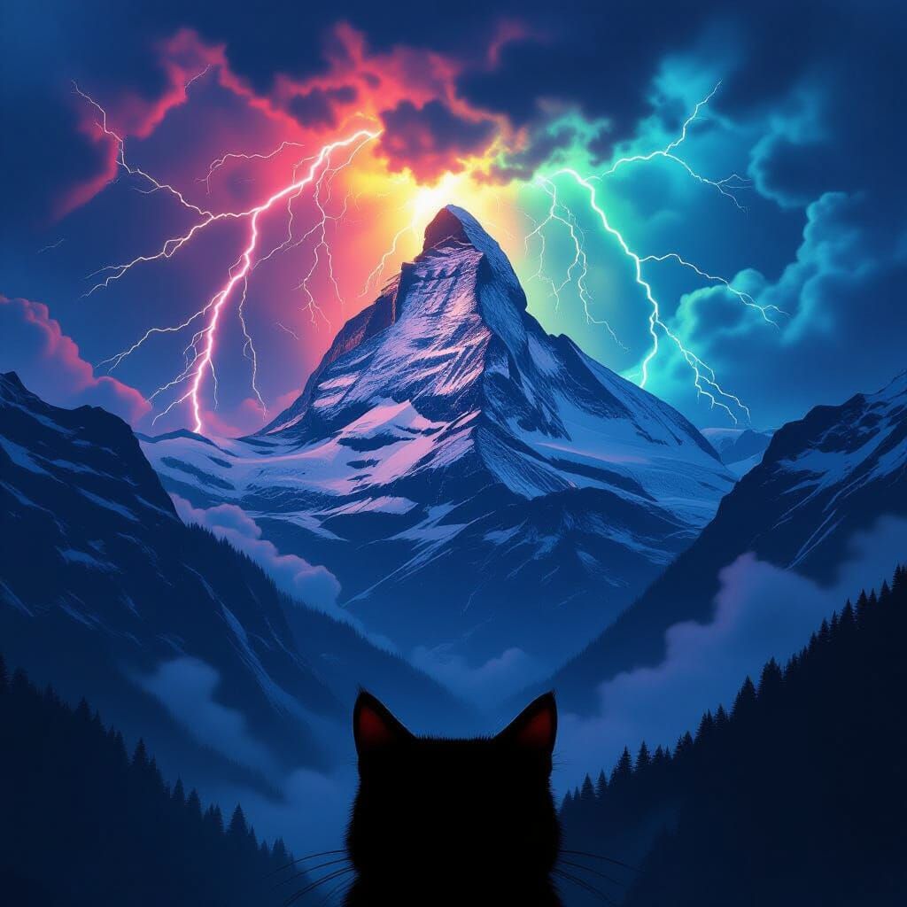 Swiss Alps Landslide in Electric Storm