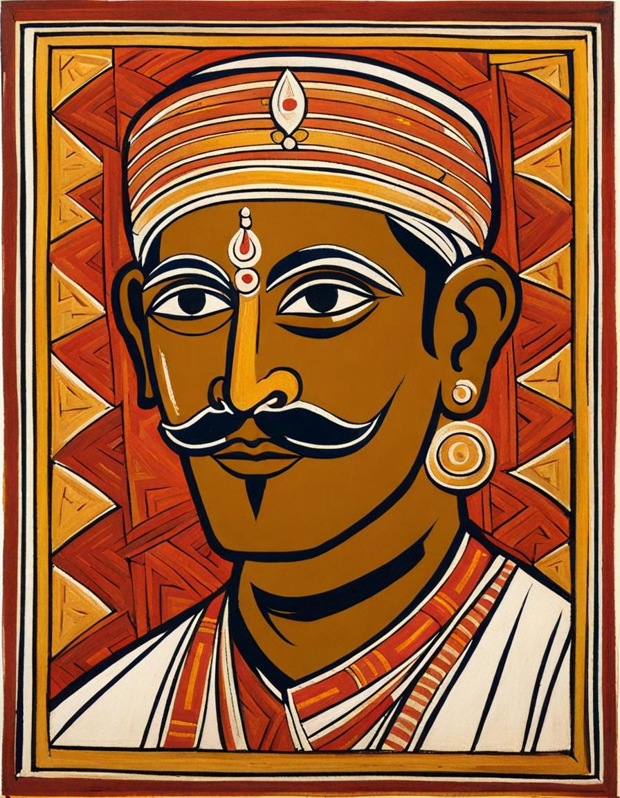 Indian Man Portrait in Bengal School Style