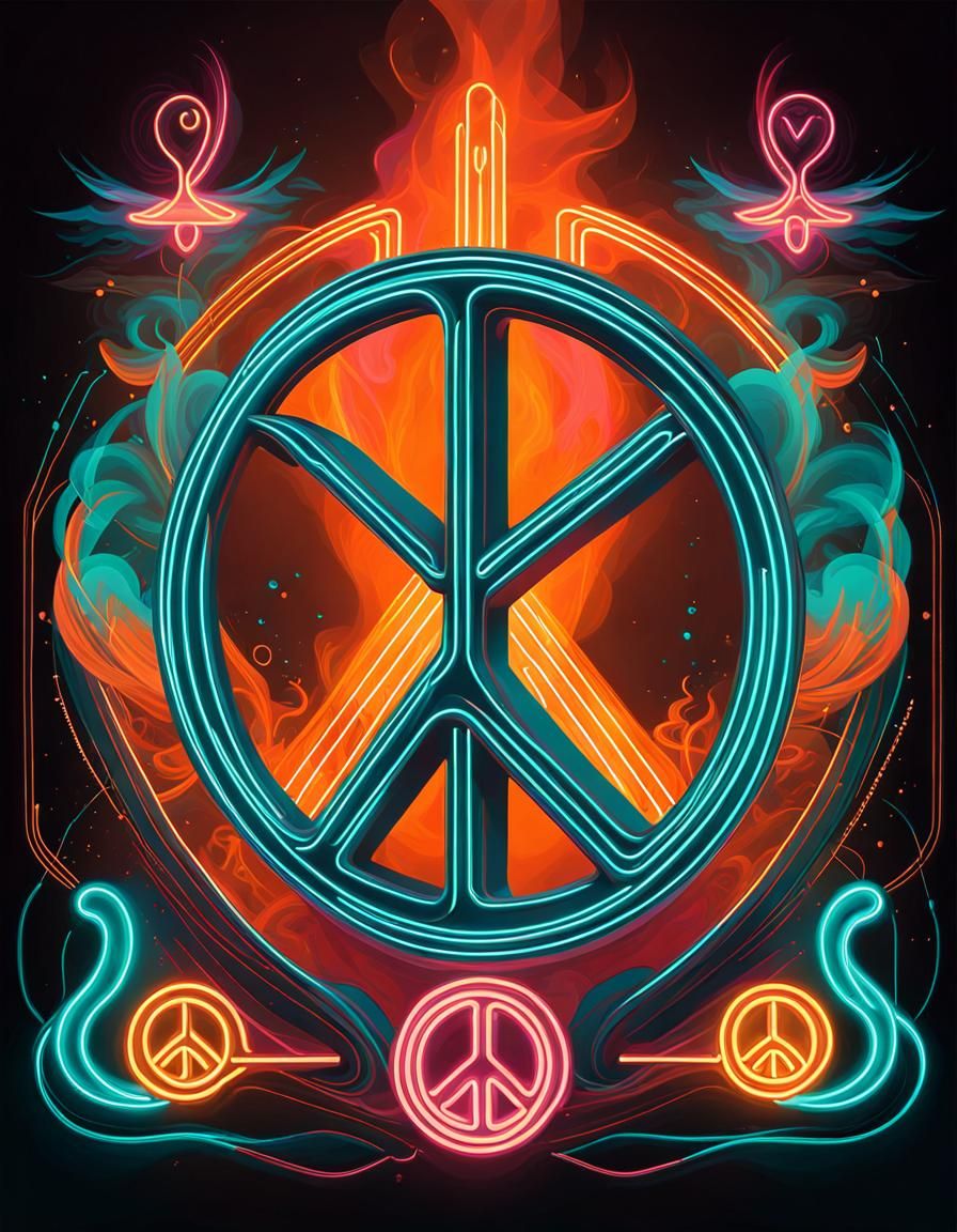 Neon Peace and Love in a Nebula Dreamscape